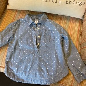 3/4 sleeve Carters 3t blouse chambray w/polka dots